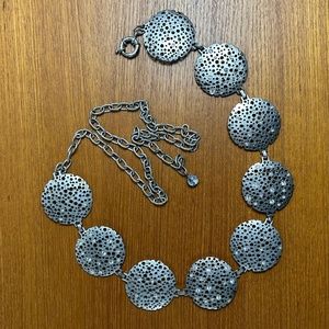 Vintage Chico's Mat Silver Metal & Clear Crystals Belt
